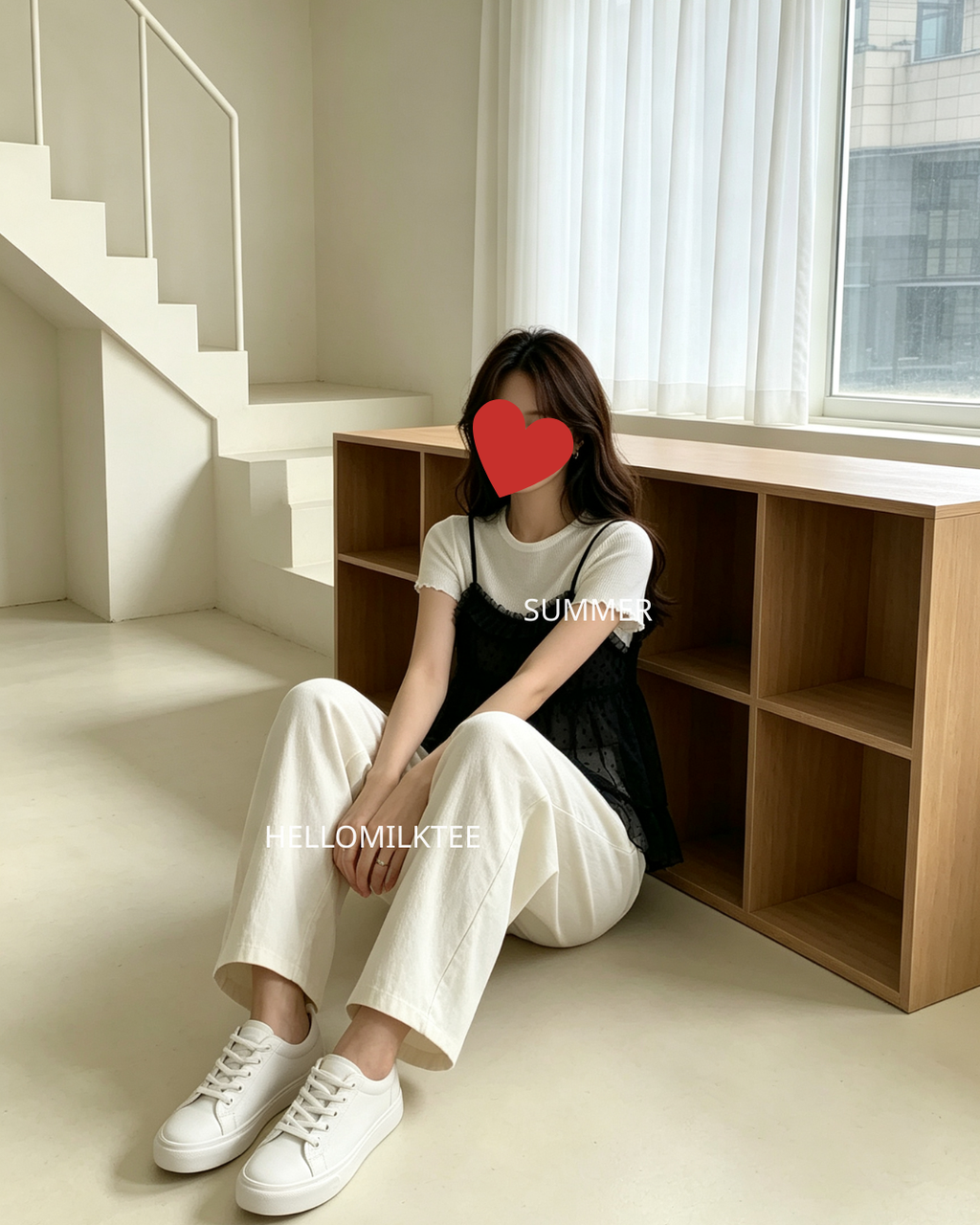 HELLO MILK TEE- 86685   韓系吊帶衫