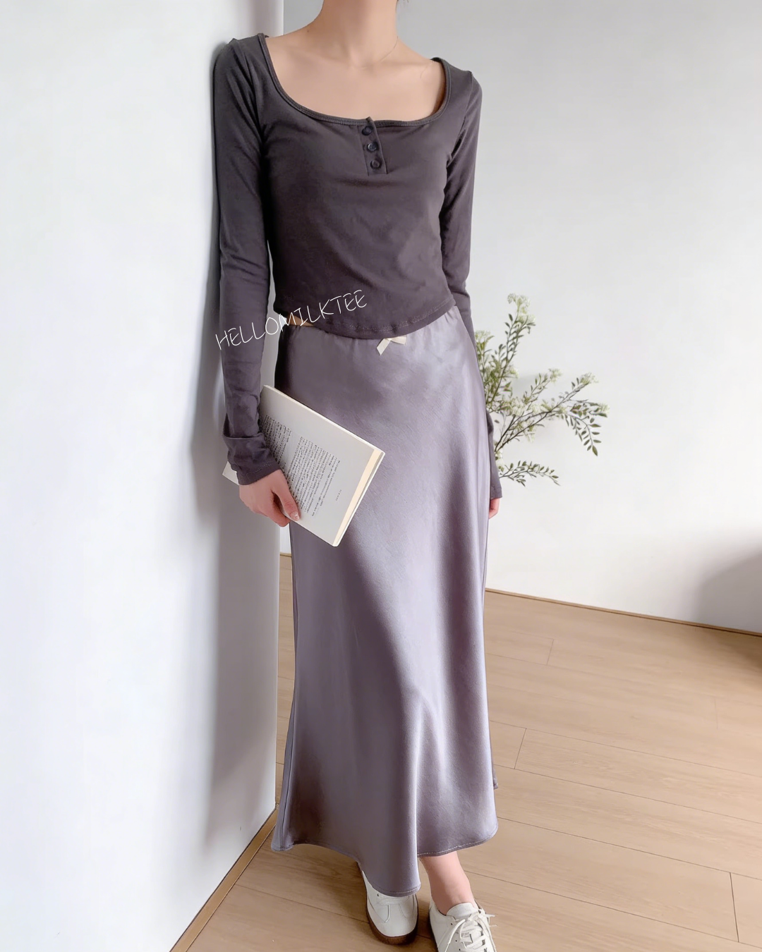 HELLO MILK TEE- 86009 拼接半裙