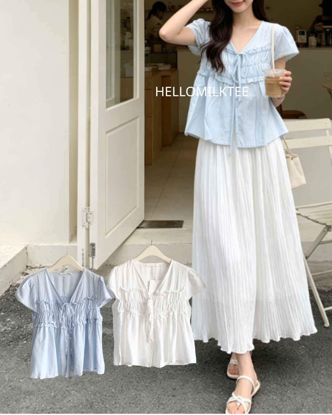HELLO MILK TEE- 86625  韓系小衫