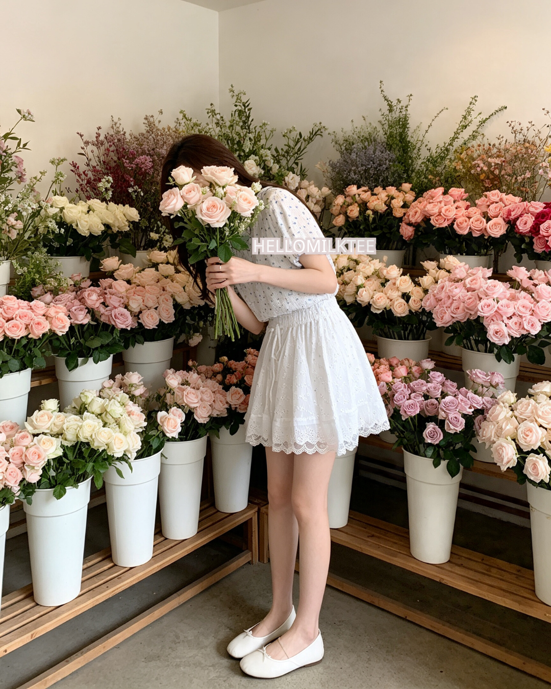 HELLO MILK TEE- 86700   花邊小衫