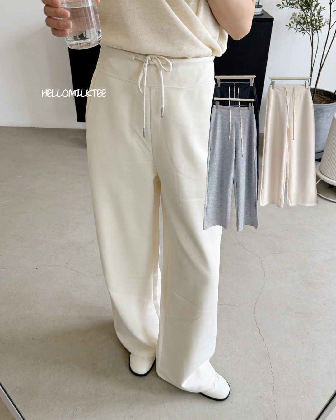 HELLO MILK TEE- 86157 抽繩長褲