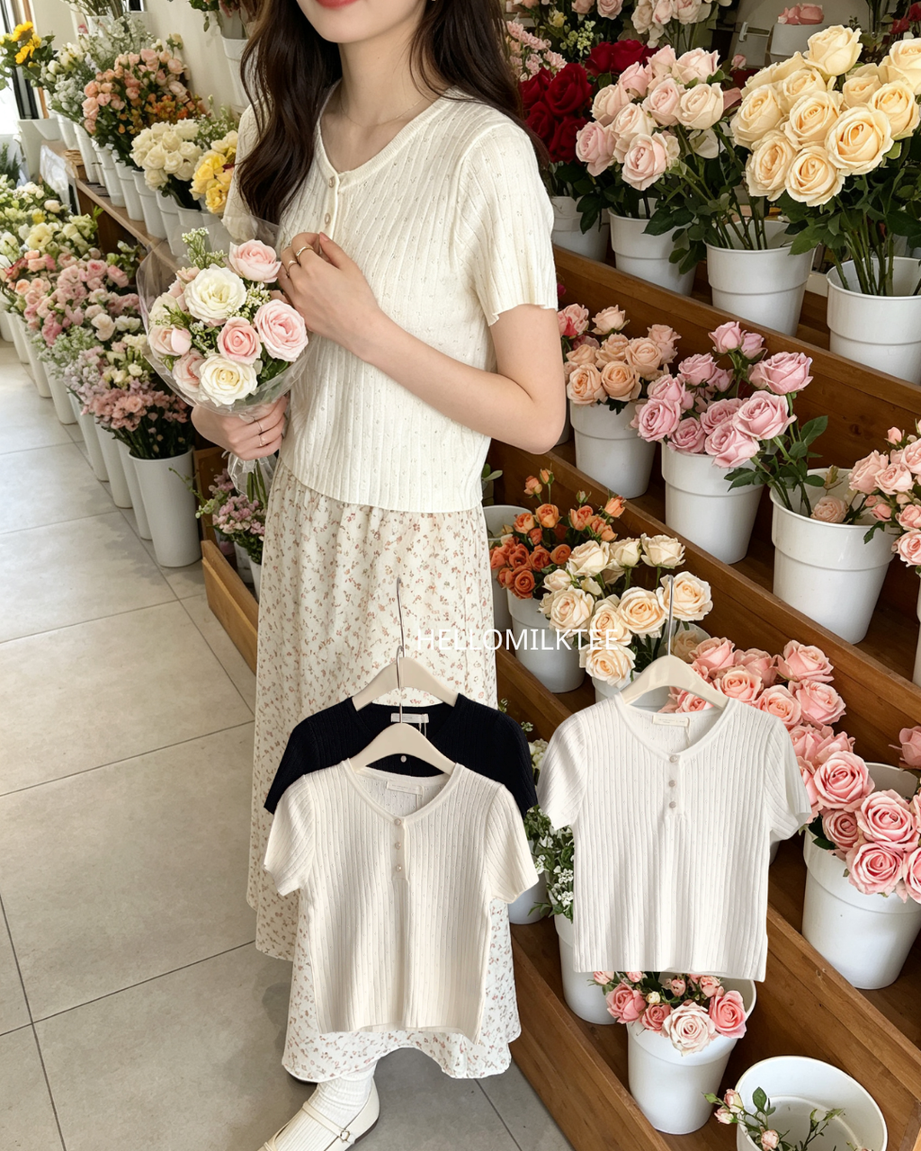 HELLO MILK TEE- 86691   百搭上衣