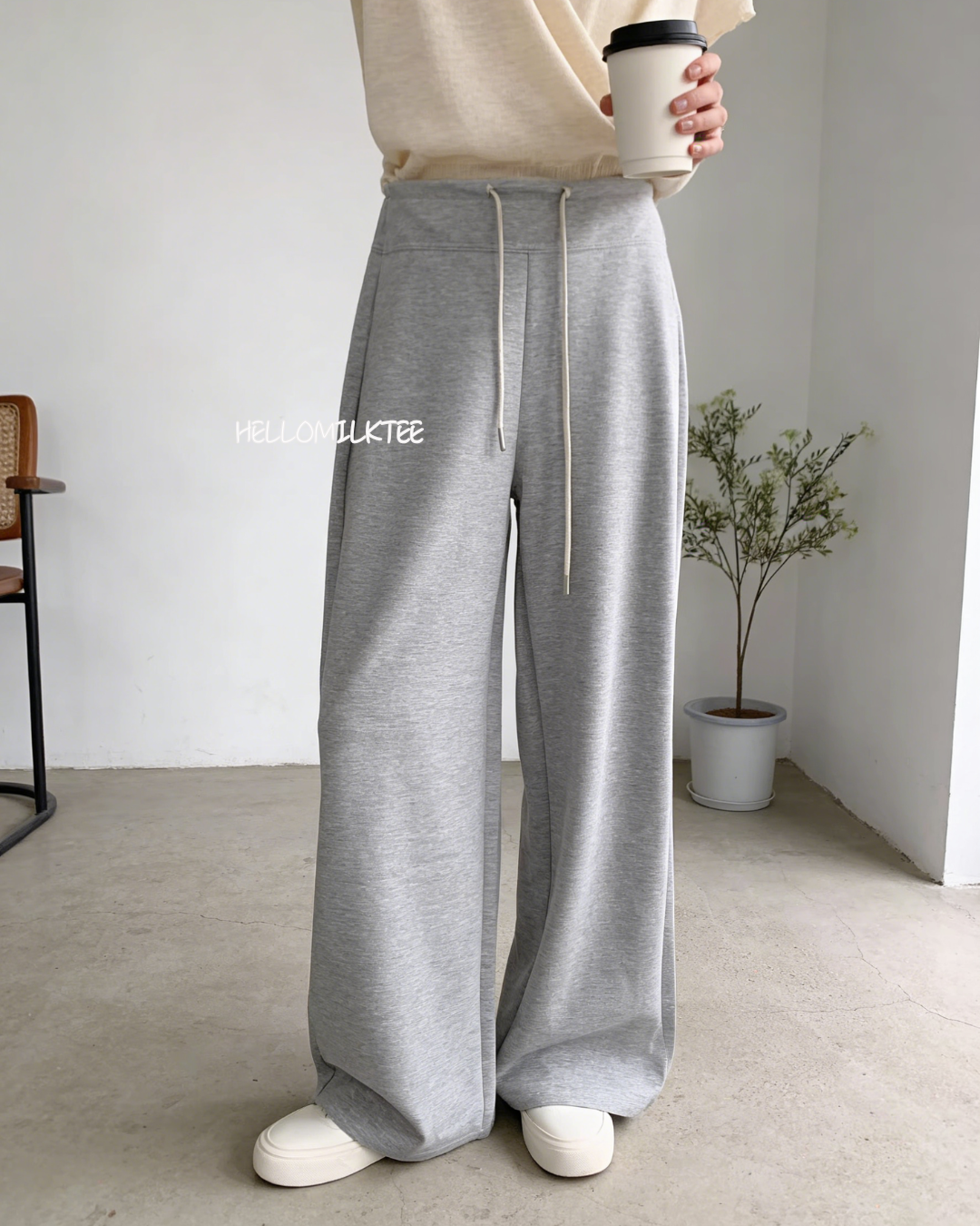 HELLO MILK TEE- 86157 抽繩長褲