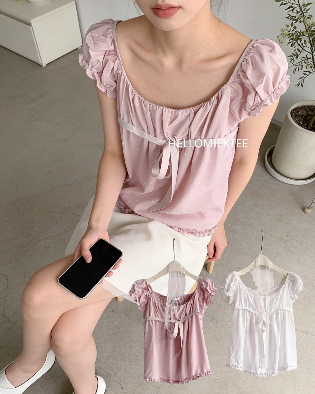 HELLO MILK TEE- 86262 蕾絲上衣