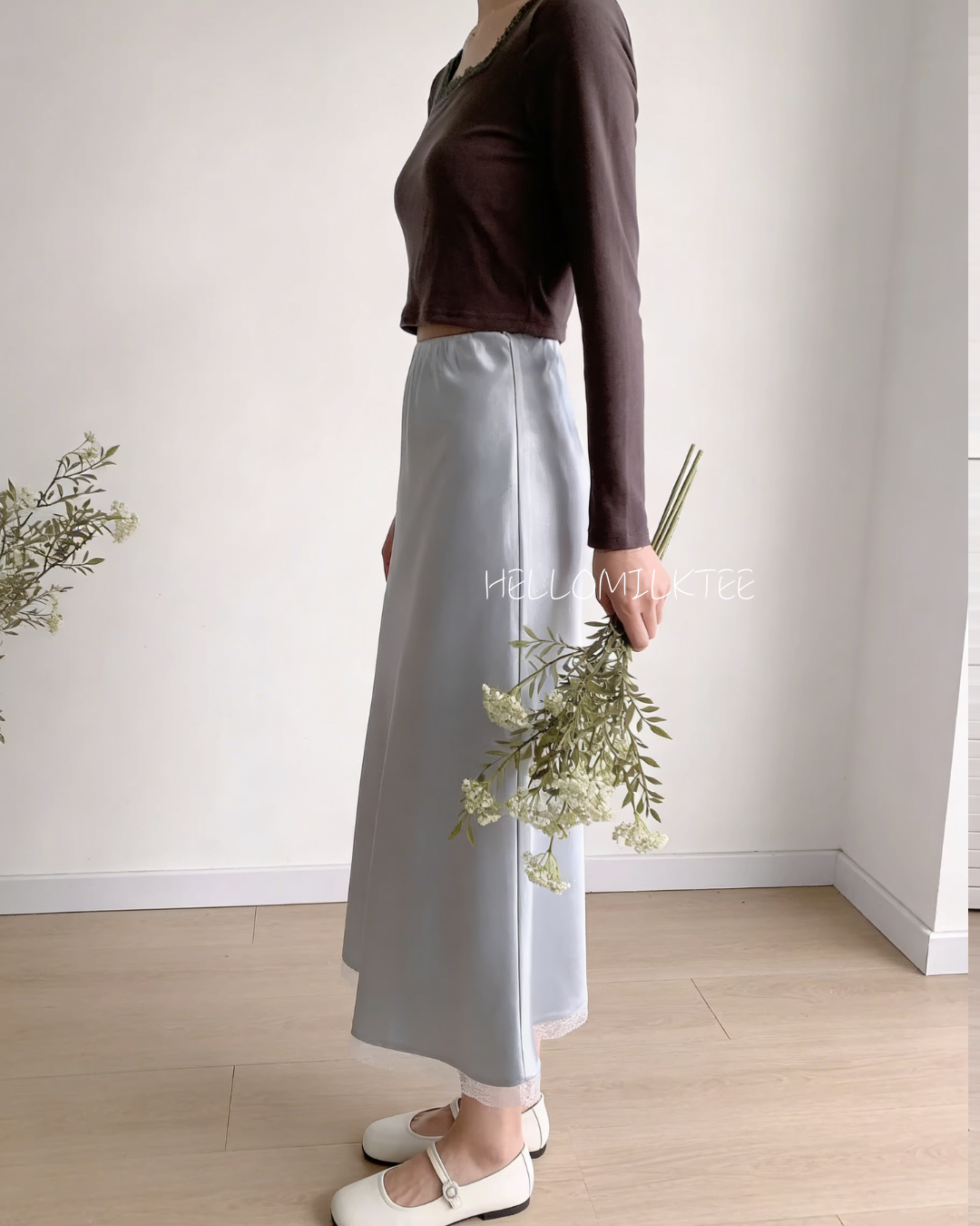 HELLO MILK TEE- 86013 蕾絲領上衣