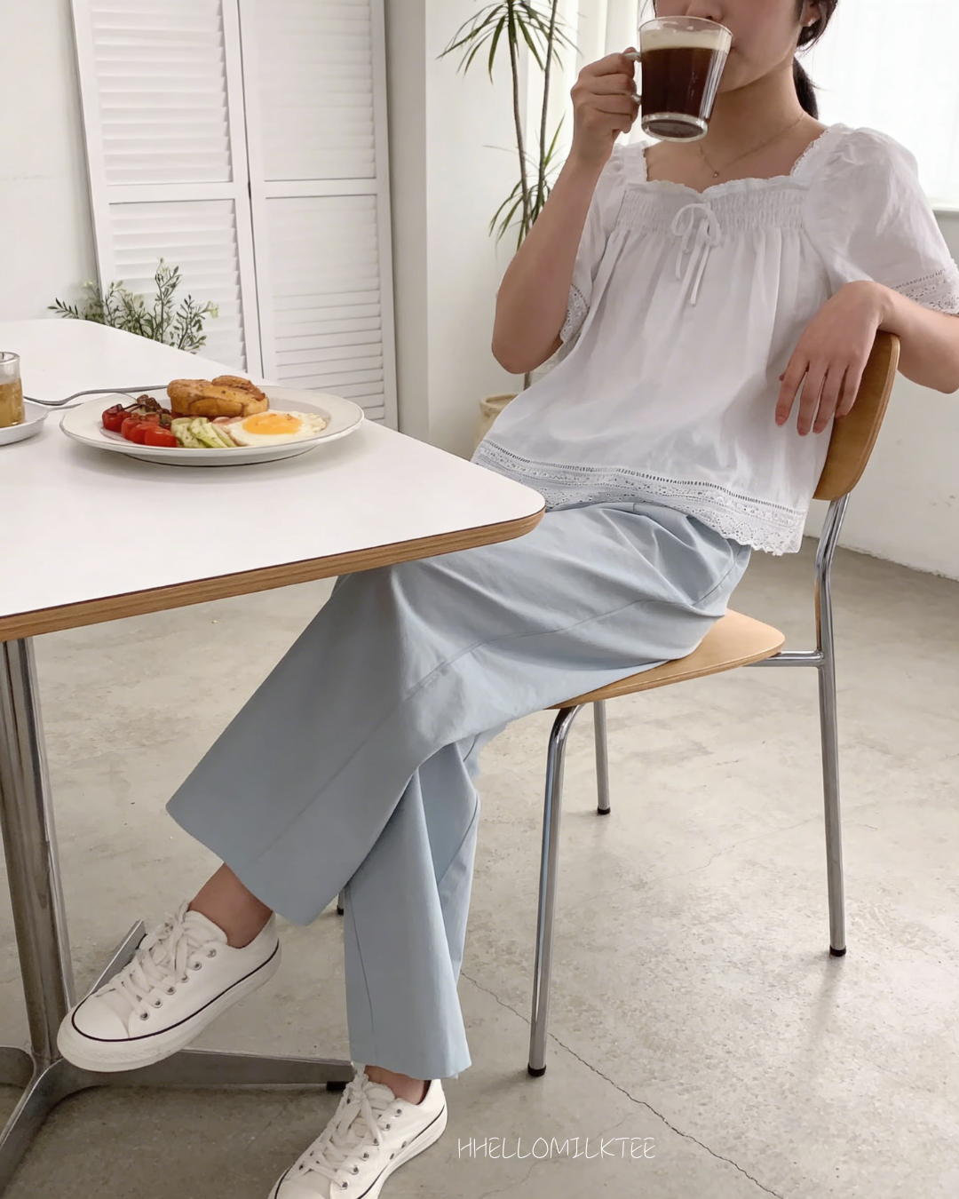 HELLO MILK TEE- 86231 百搭長褲