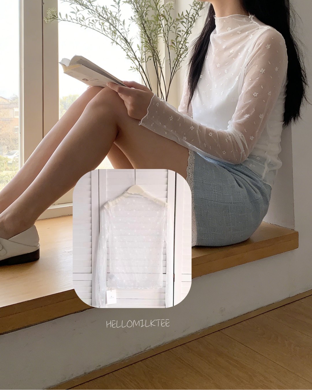 HELLO MILK TEE- 86121 蕾絲打底