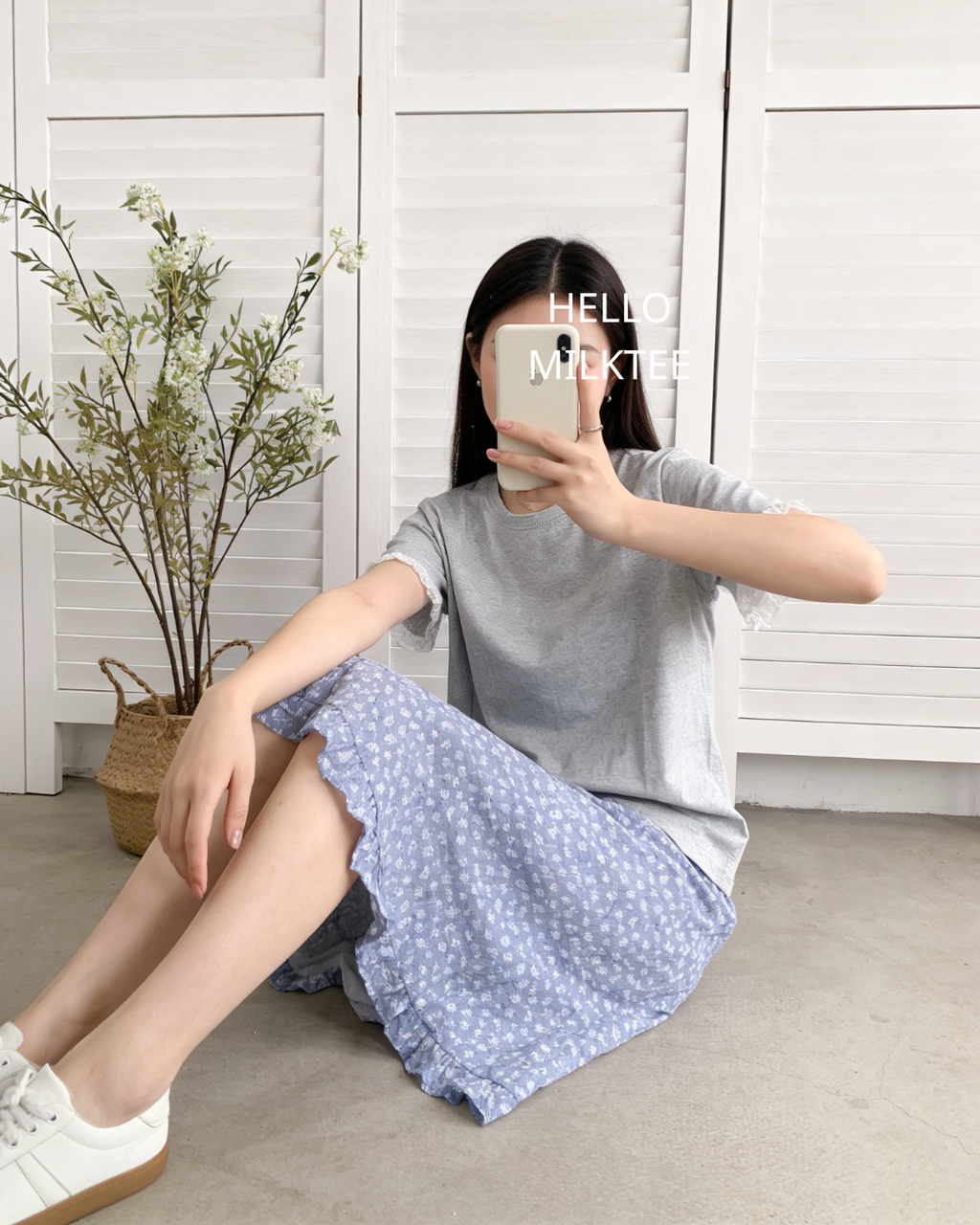 HELLO MILK TEE- 86306 短袖拼接衫