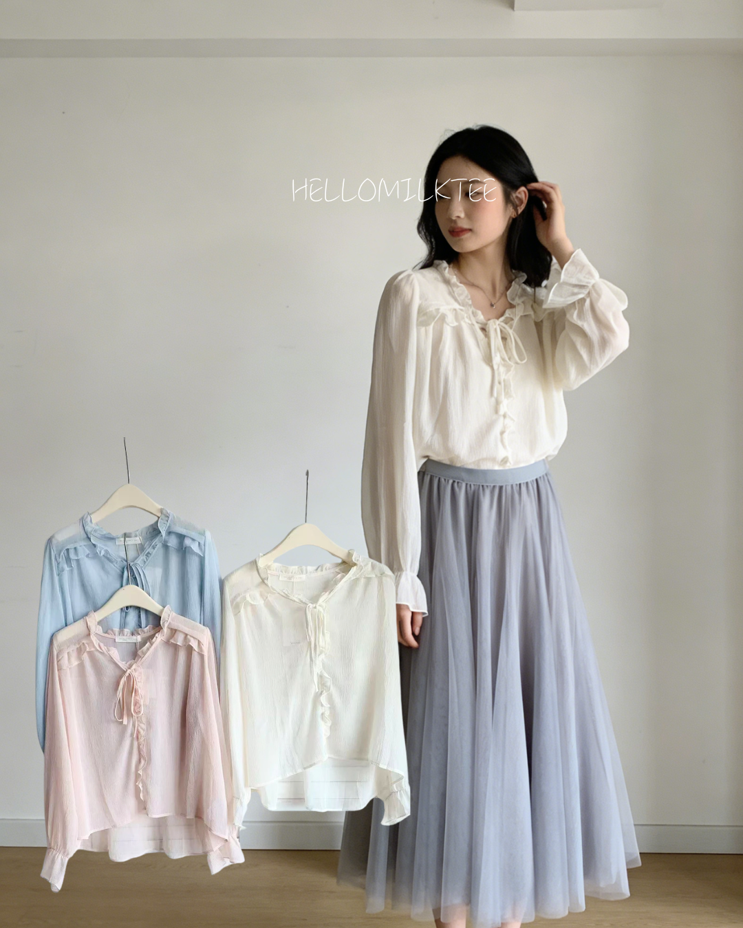 HELLO MILK TEE- 86068 百搭襯衣