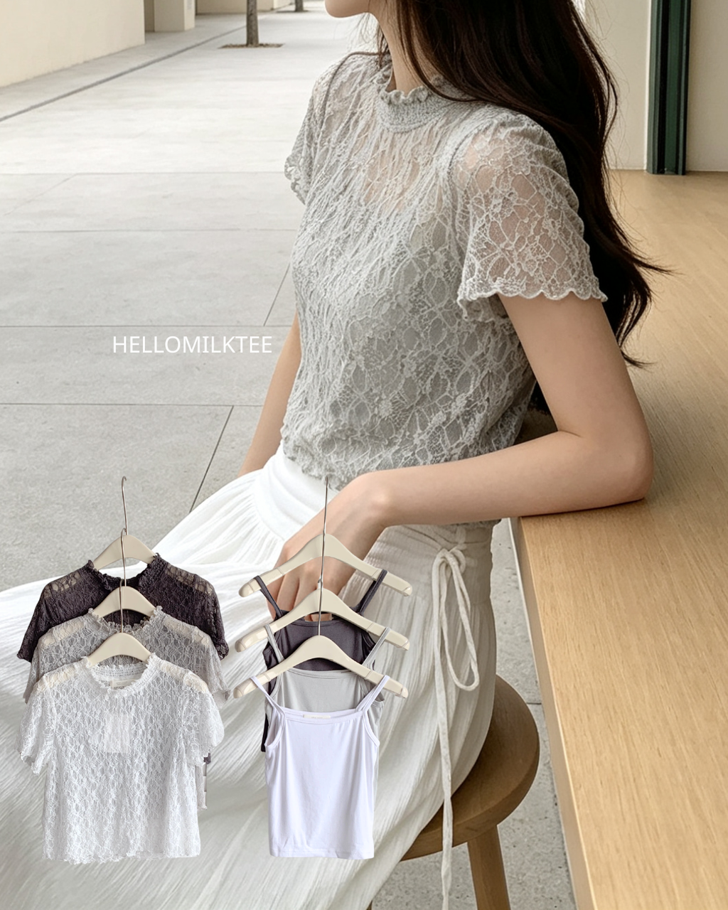 HELLO MILK TEE- 86717   簡約套裝