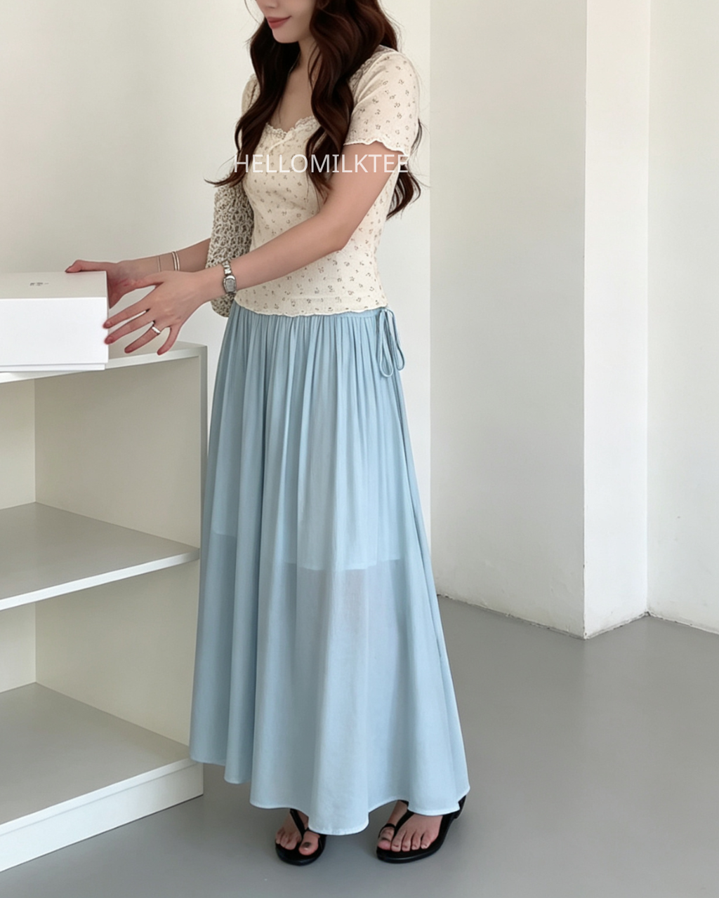 HELLO MILK TEE- 86583  方領上衣