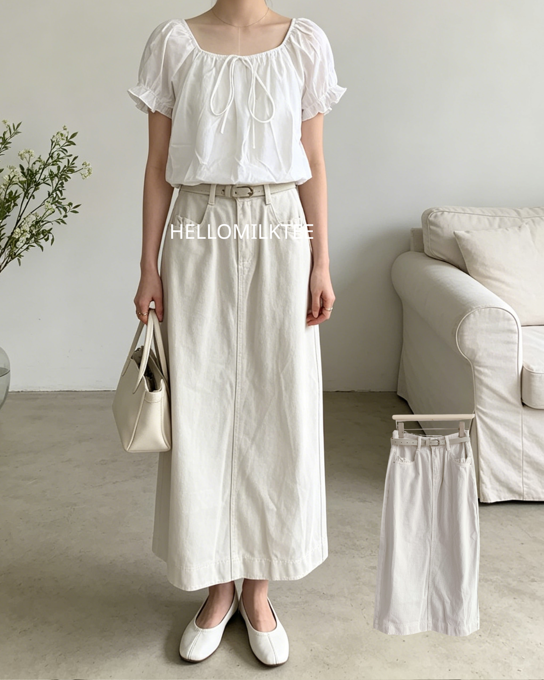 HELLO MILK TEE- 86294  質感半裙