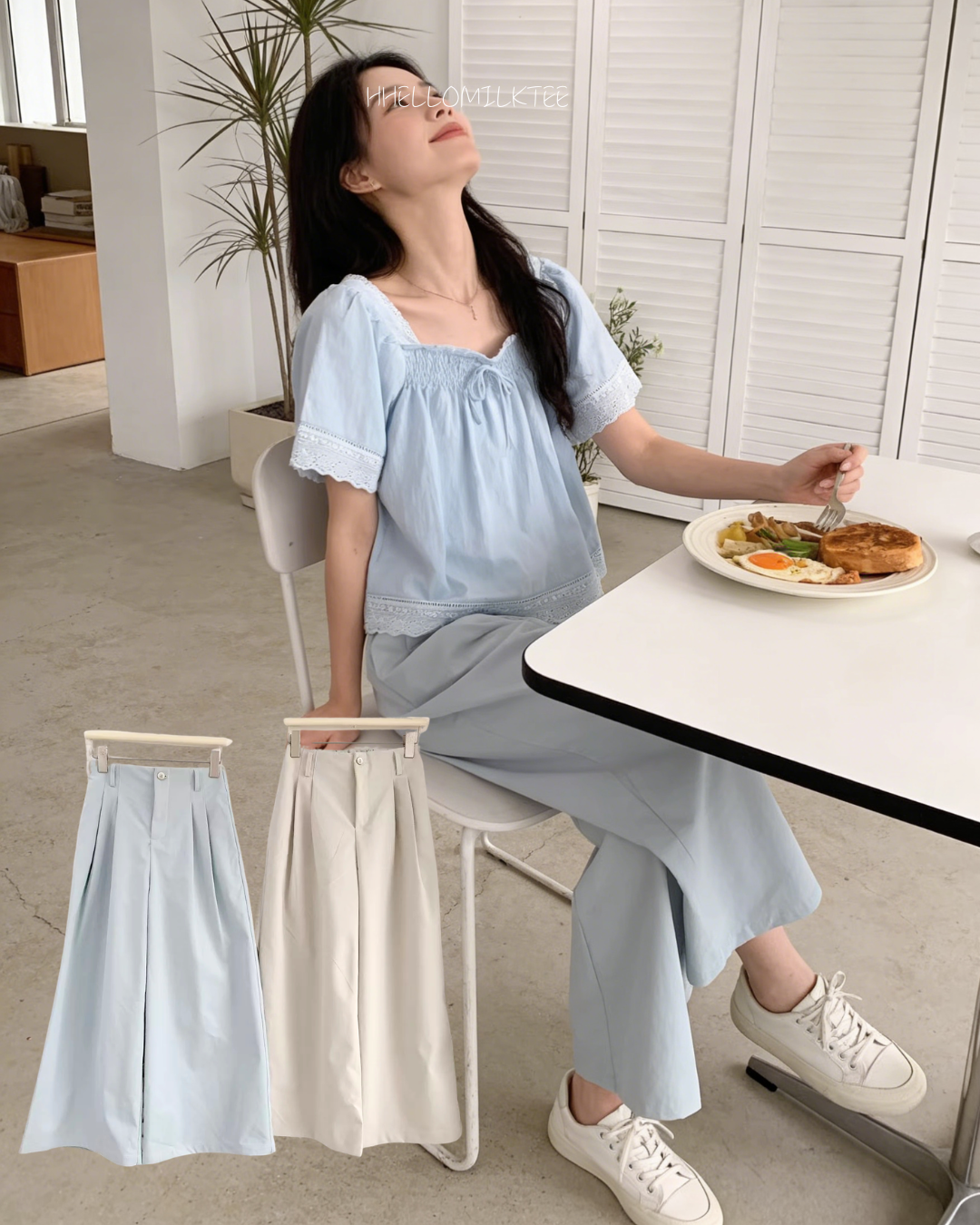 HELLO MILK TEE- 86231 百搭長褲