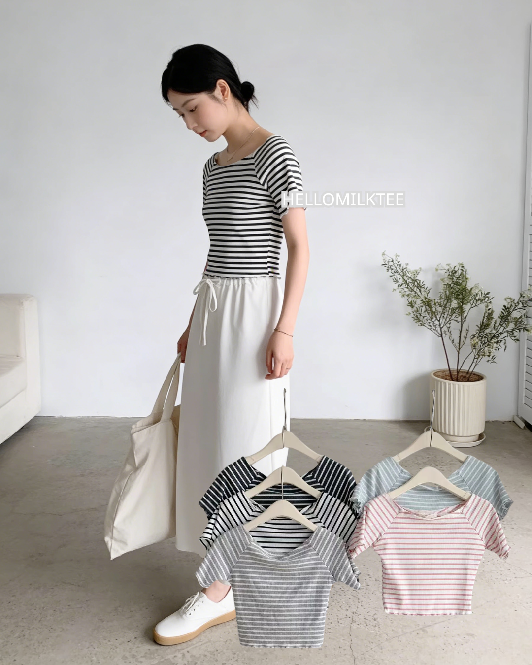 HELLO MILK TEE- 86244 條紋上衣