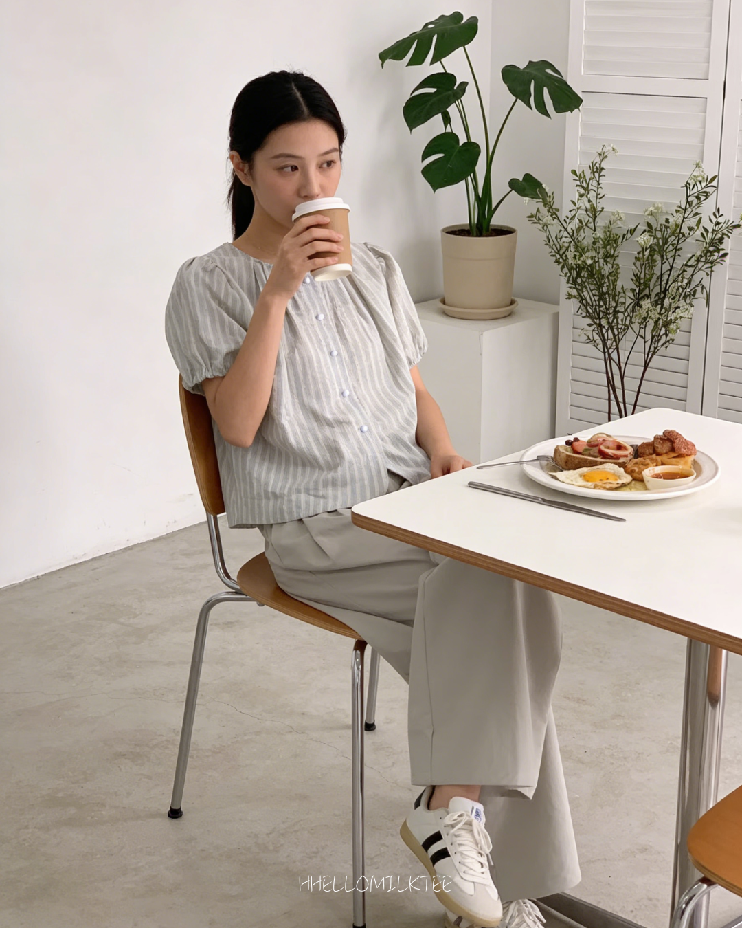 HELLO MILK TEE- 86231 百搭長褲