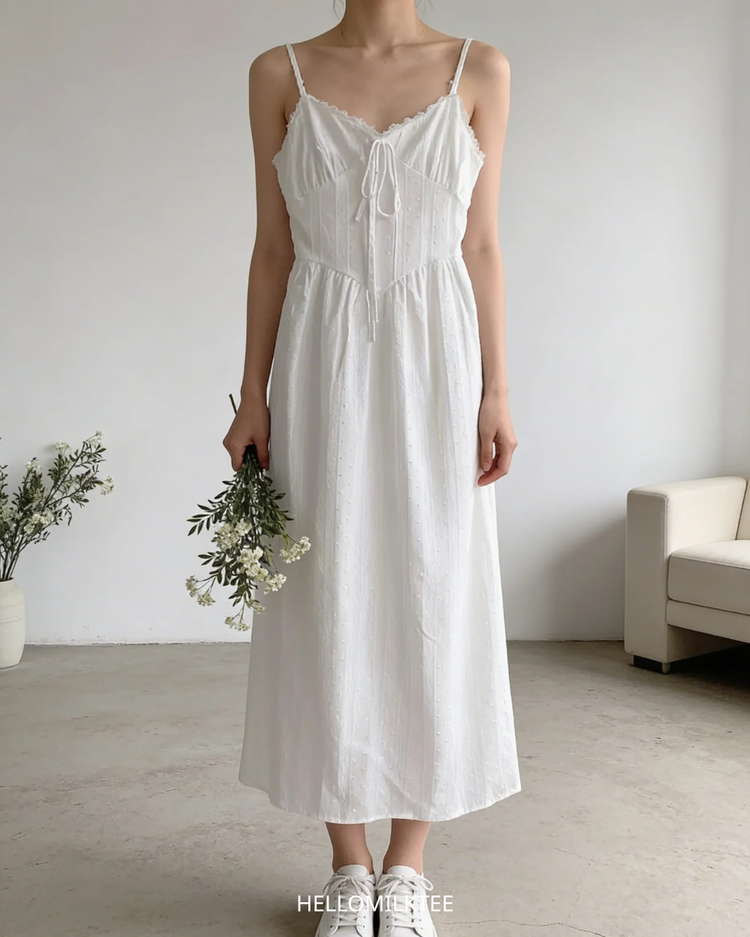 HELLO MILK TEE- 86283 法式吊帶裙