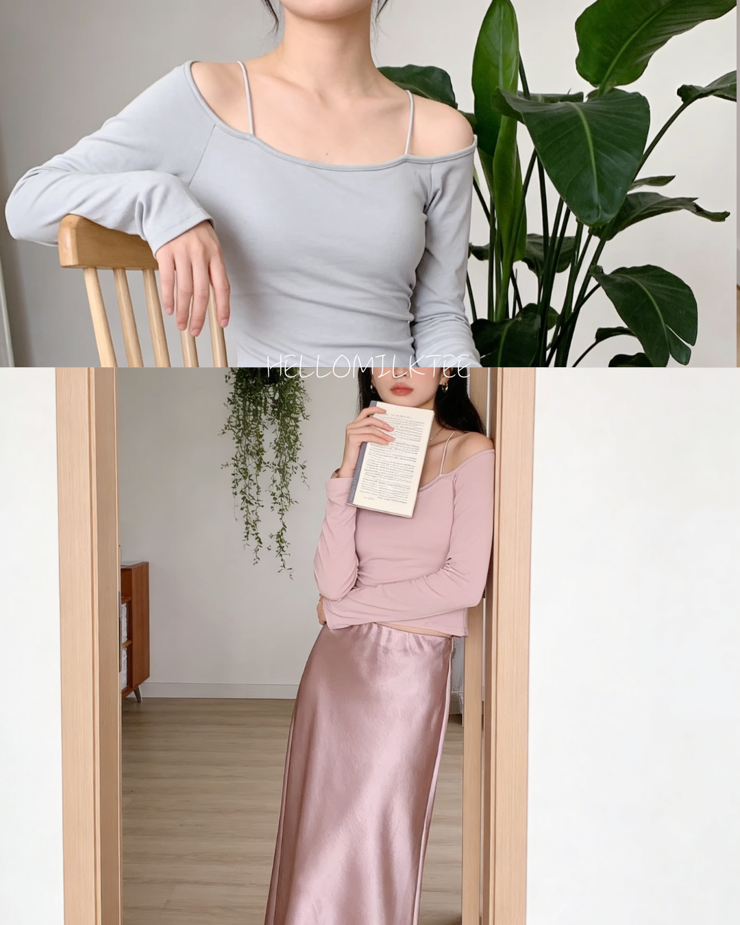 HELLO MILK TEE- 86027 長袖上衣