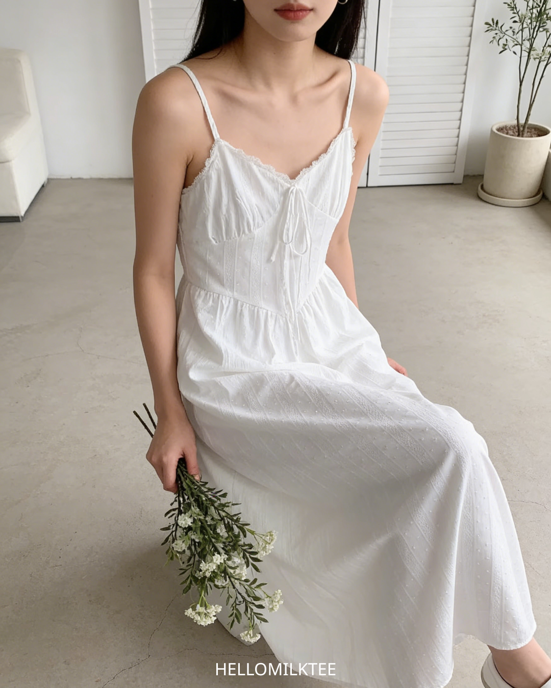 HELLO MILK TEE- 86283 法式吊帶裙