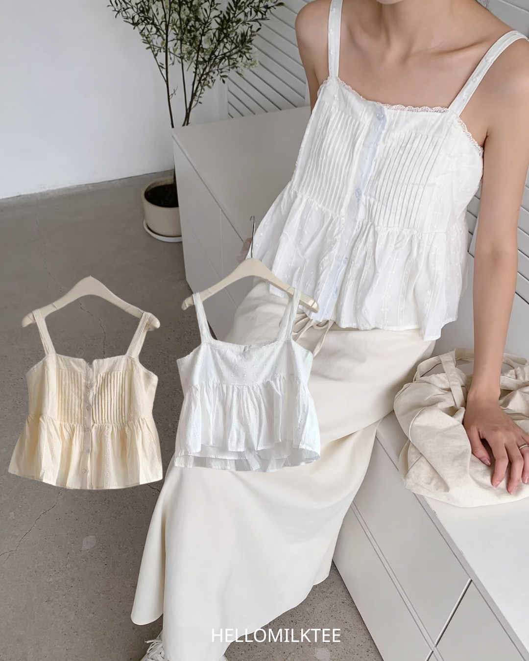 HELLO MILK TEE- 86265 韓系吊帶衫