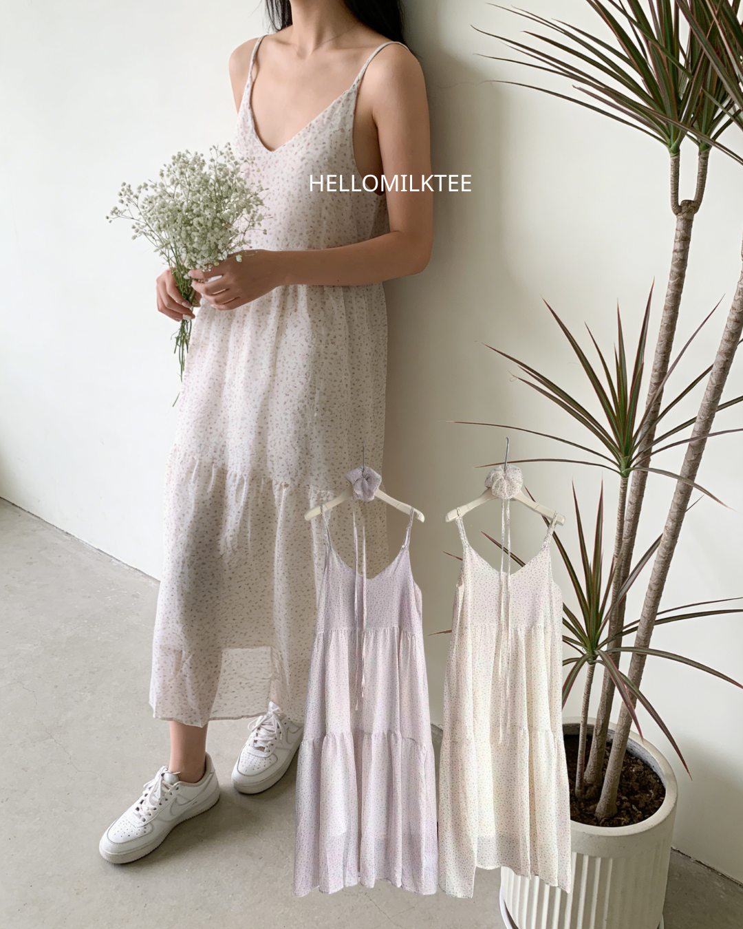 HELLO MILK TEE- 86284 碎花吊帶裙