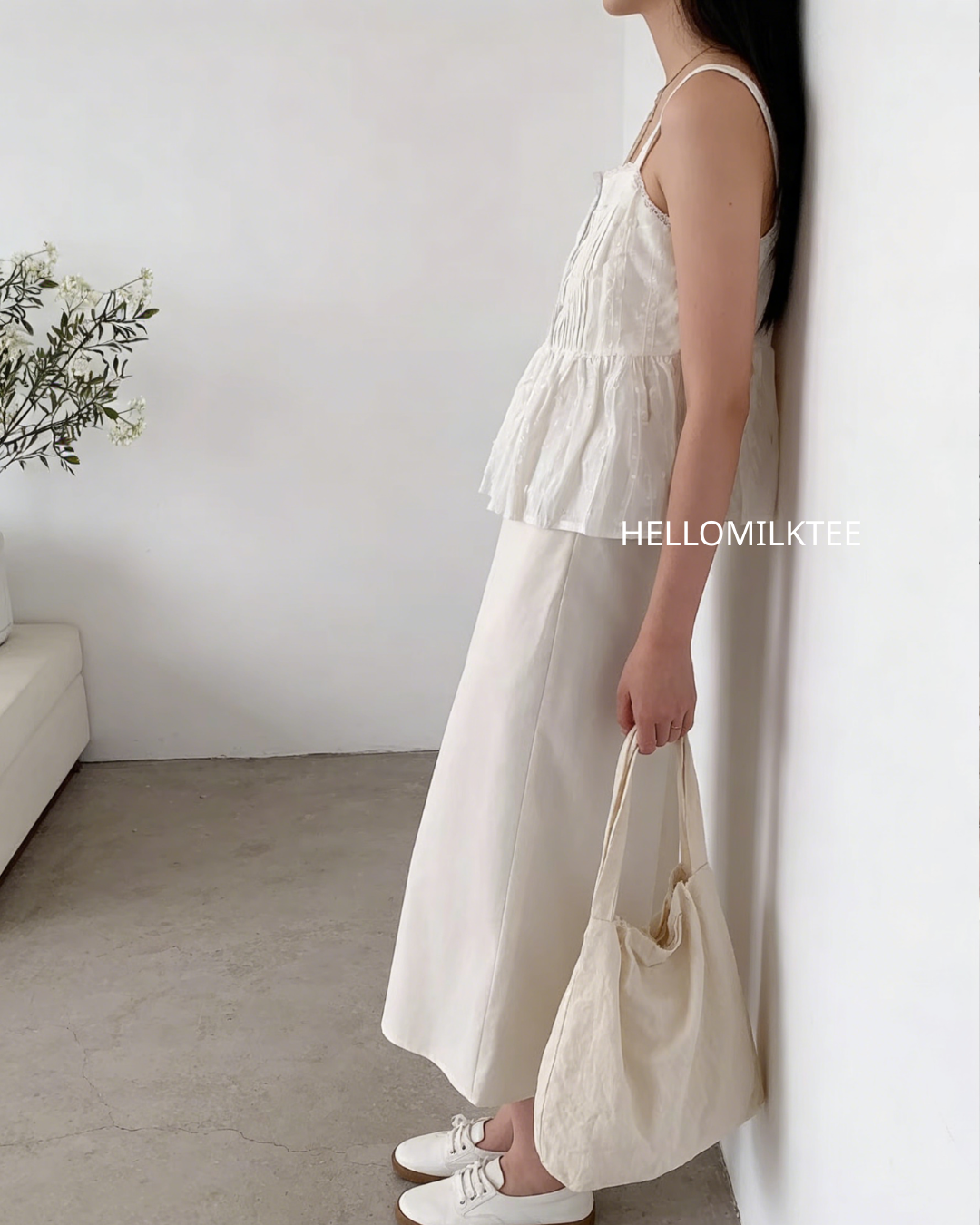 HELLO MILK TEE- 86254 抽繩半裙