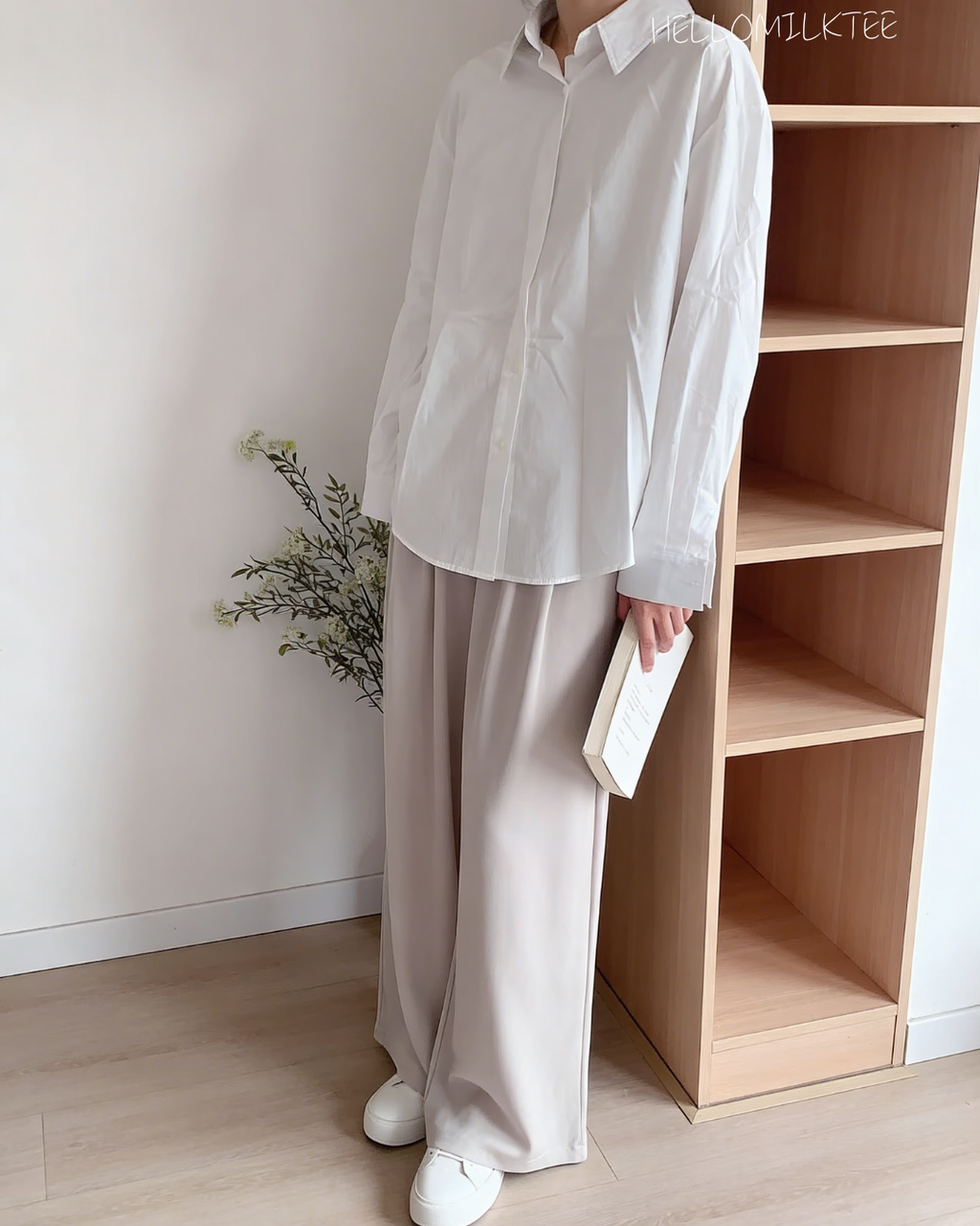 HELLO MILK TEE- 86120 純色襯衫 有發圈