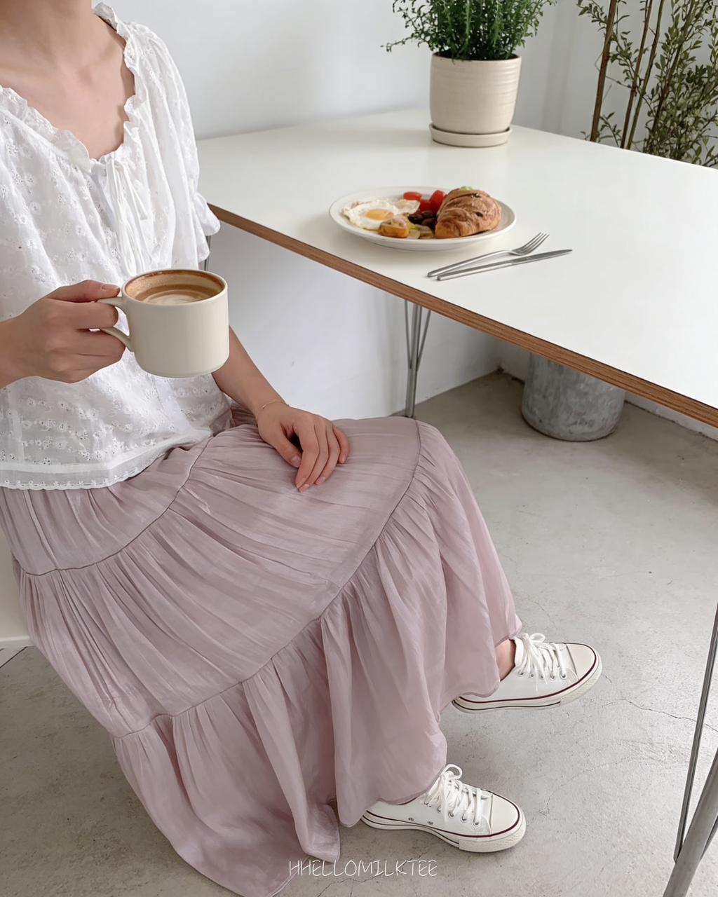 HELLO MILK TEE- 86241 提花小衫