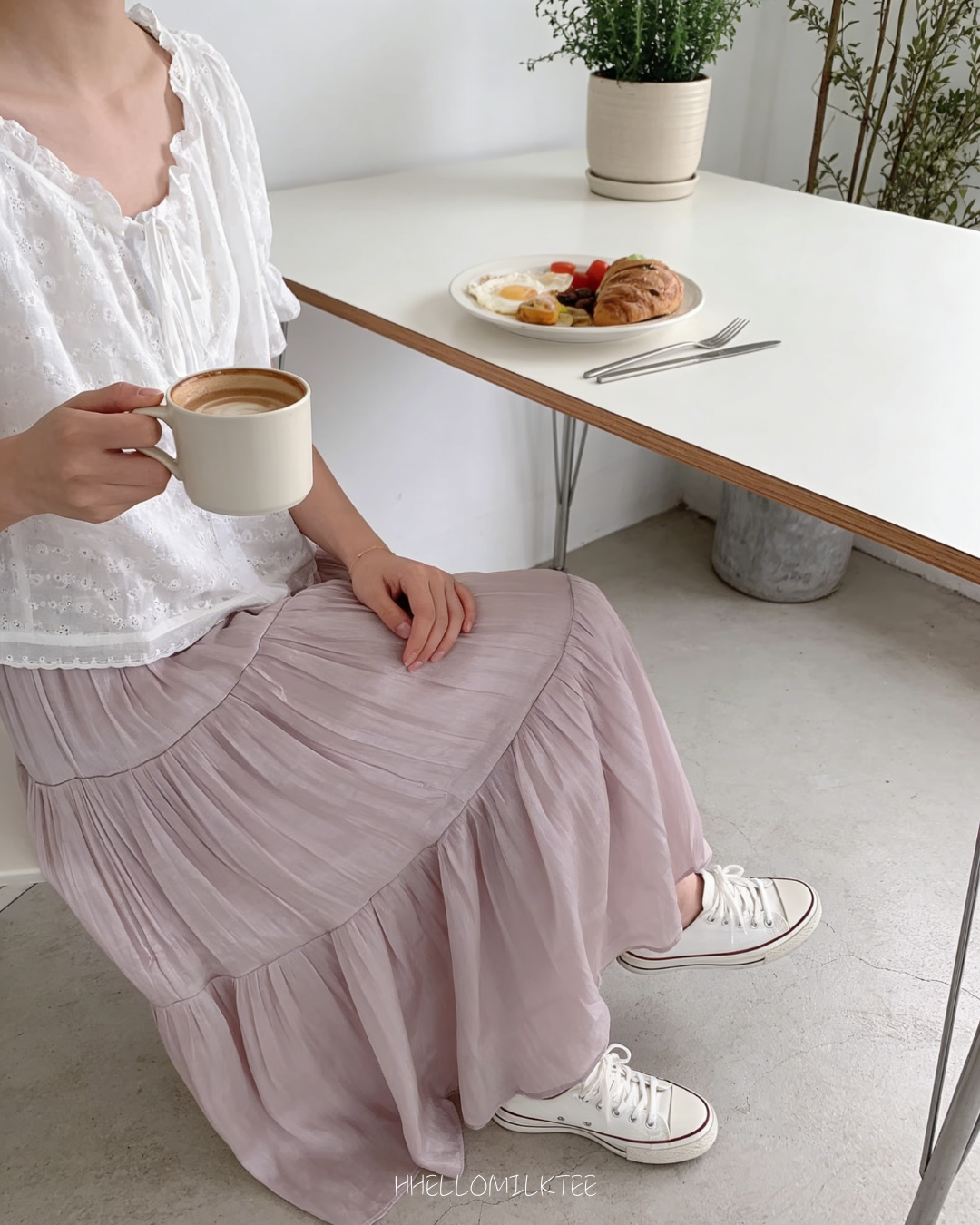 HELLO MILK TEE- 86241 提花小衫