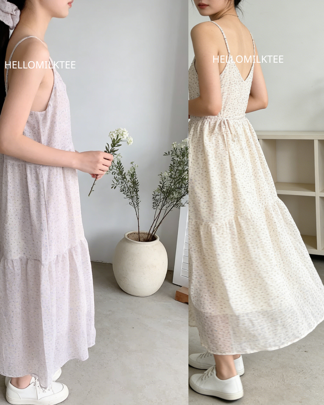HELLO MILK TEE- 86284 碎花吊帶裙