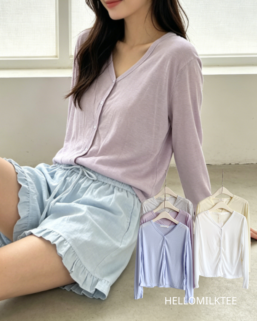 HELLO MILK TEE- 86570  防曬開衫