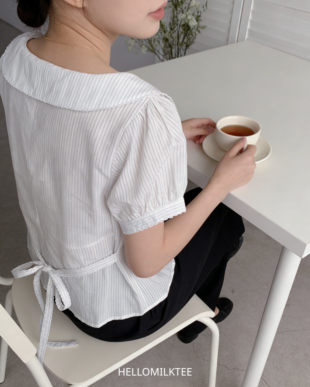 HELLO MILK TEE- 86259  法式小衫