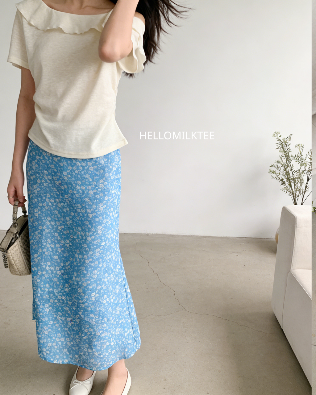 HELLO MILK TEE- 86340  荷葉邊小衫