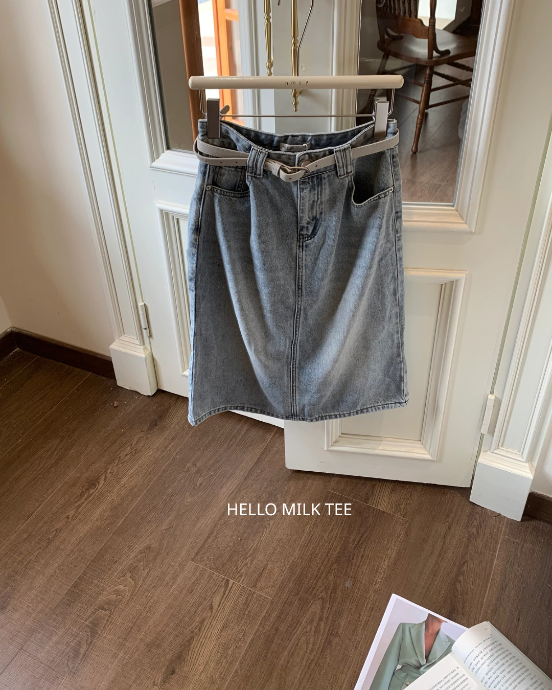 HELLO MILK TEE- 86826   牛仔半裙