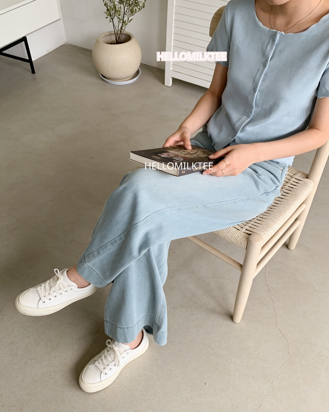 HELLO MILK TEE- 86242 波邊上衣