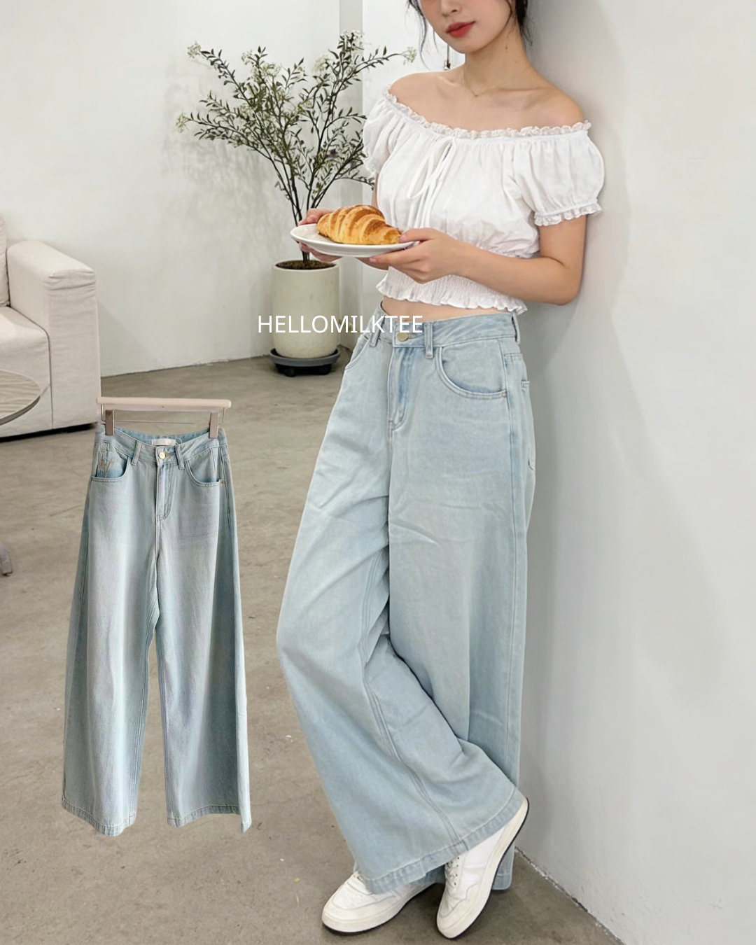 HELLO MILK TEE- 86271 韓系牛仔褲