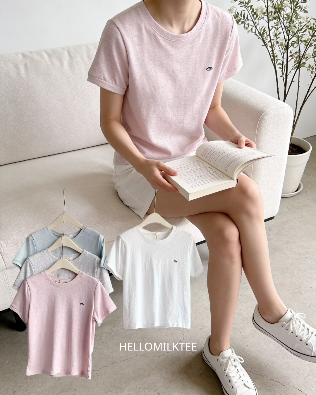 HELLO MILK TEE- 86287 圓領短袖