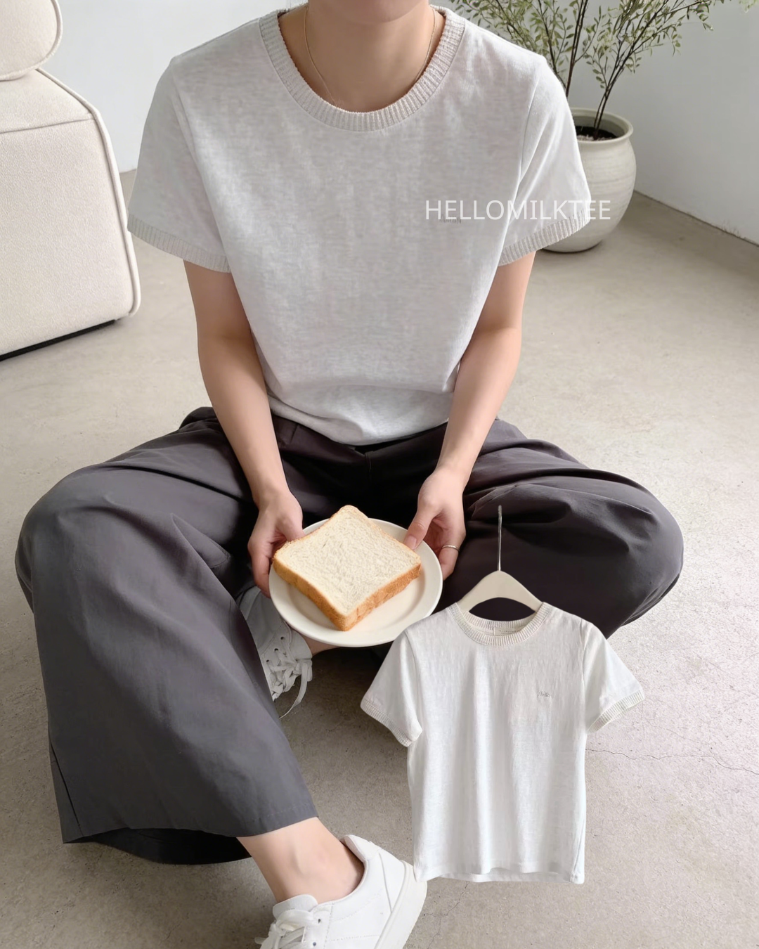 HELLO MILK TEE- 86279 百搭闊腿褲