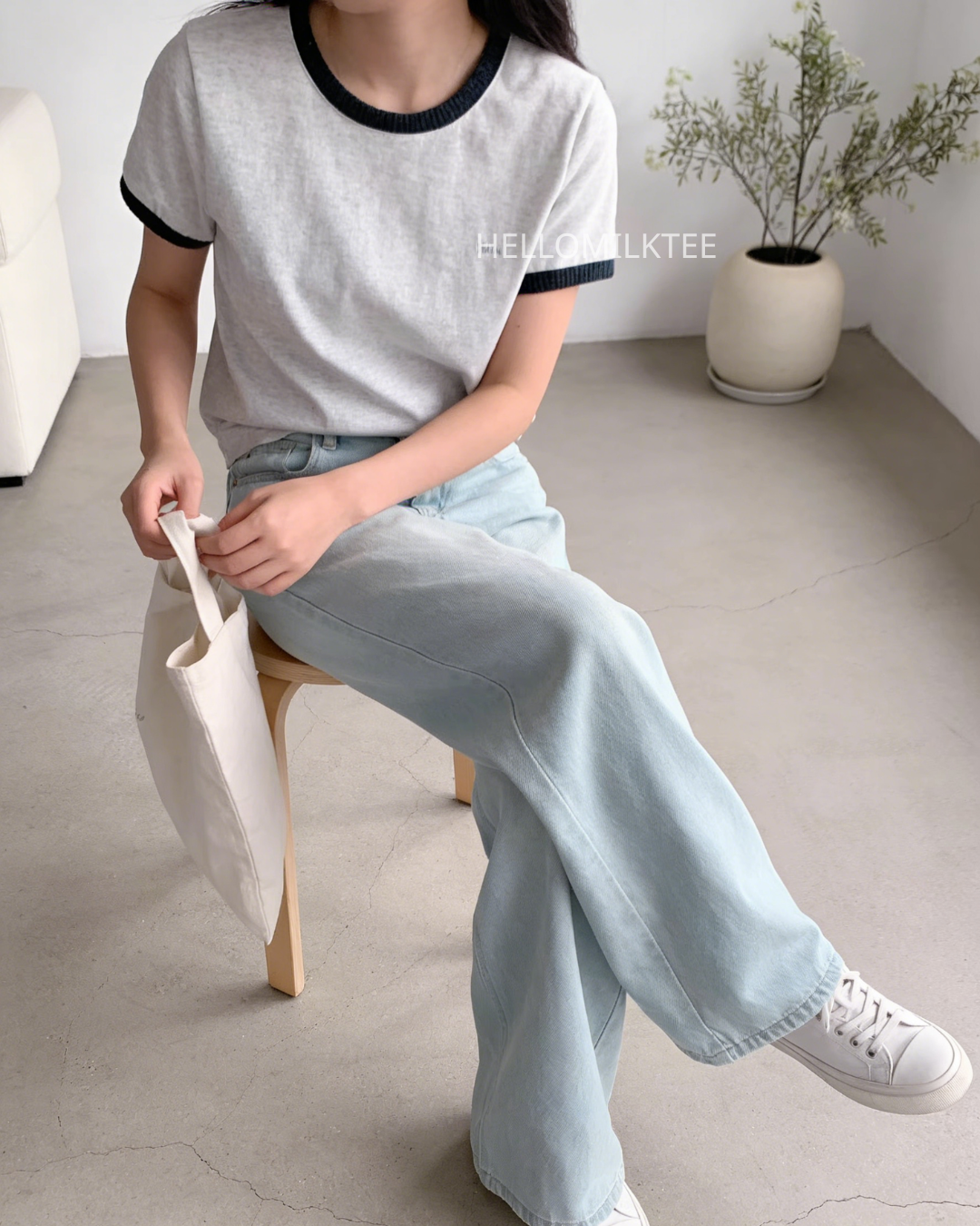 HELLO MILK TEE- 86288 簡約短袖