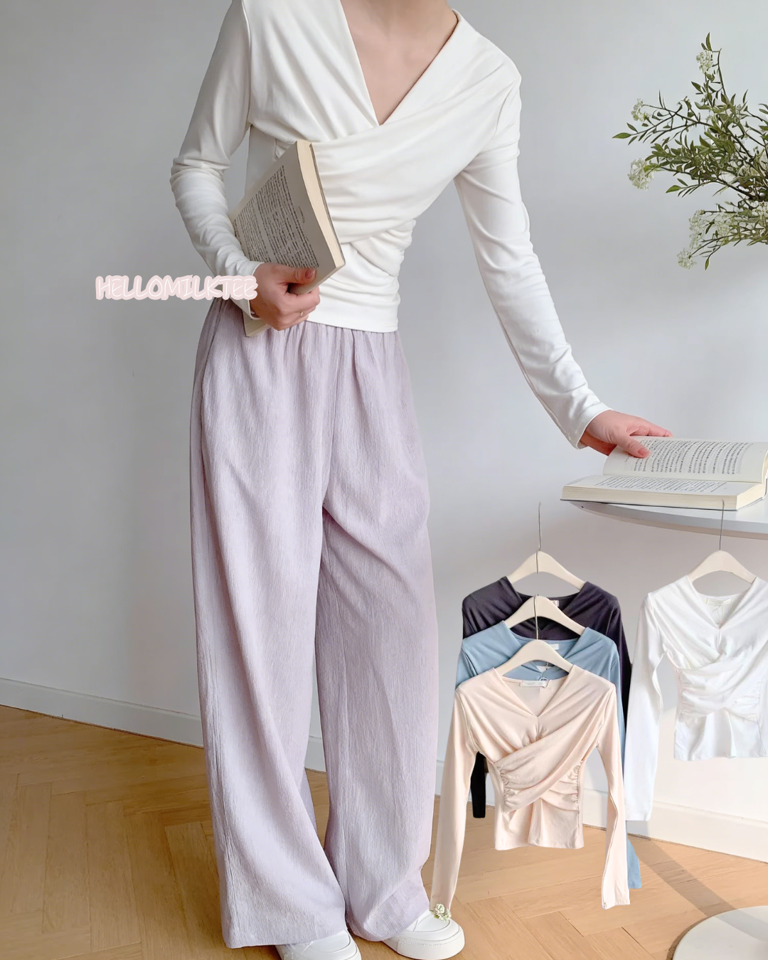 HELLO MILK TEE- 86020 法式上衣