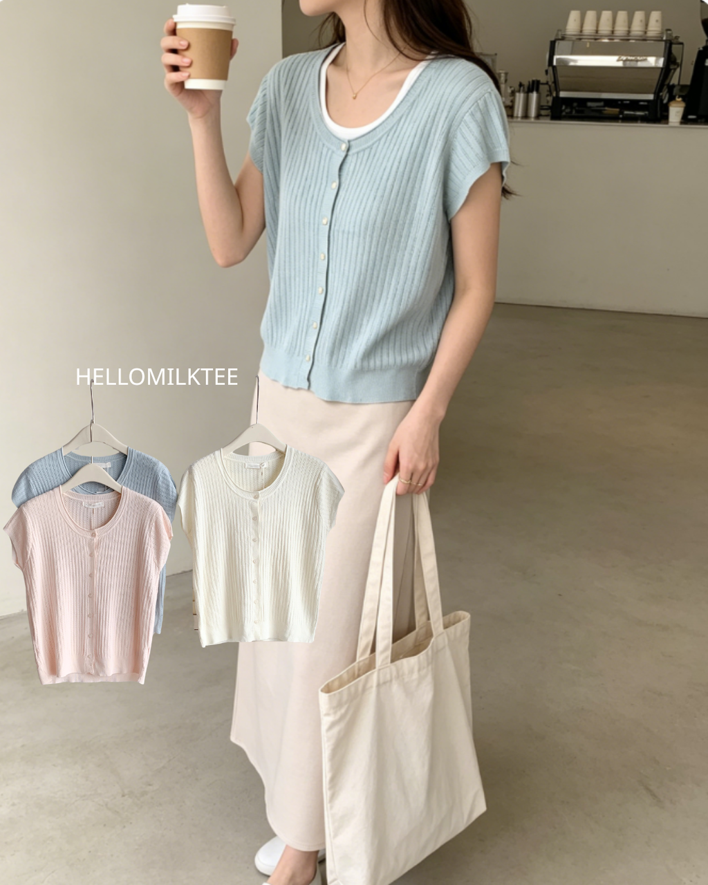 HELLO MILK TEE- 86532  圓領上衣