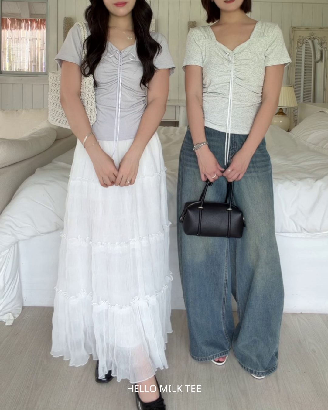 HELLO MILK TEE- 86747   法式小衫