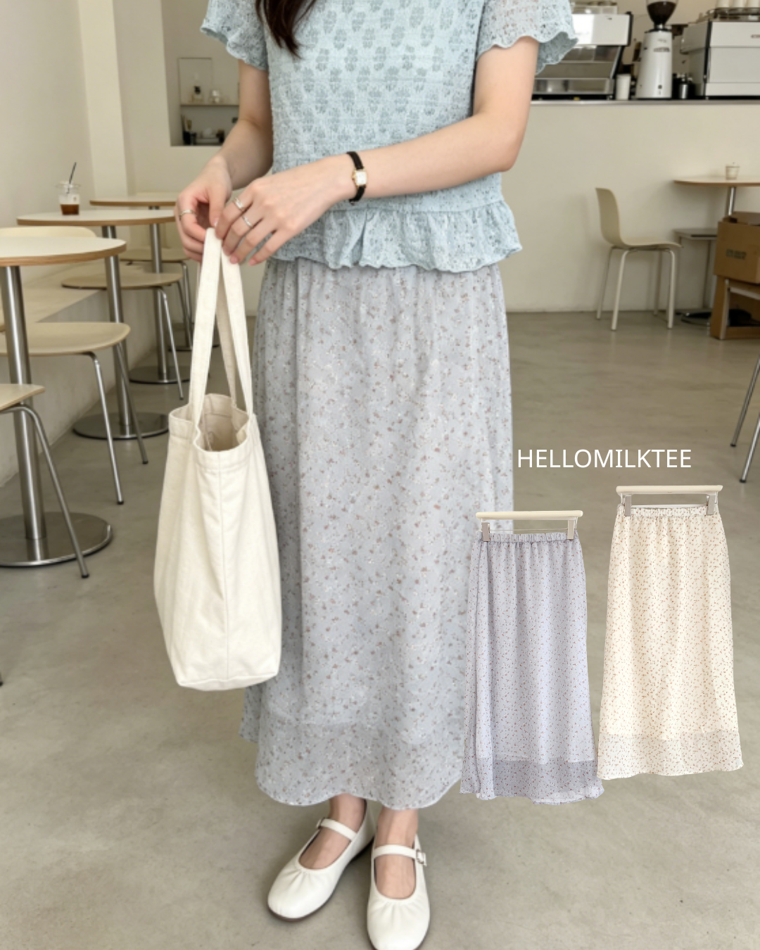 HELLO MILK TEE- 86524  韓系半裙