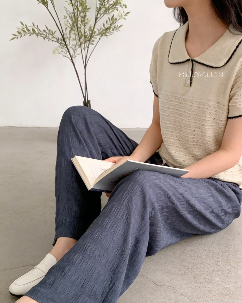 HELLO MILK TEE- 86182 翻領短袖