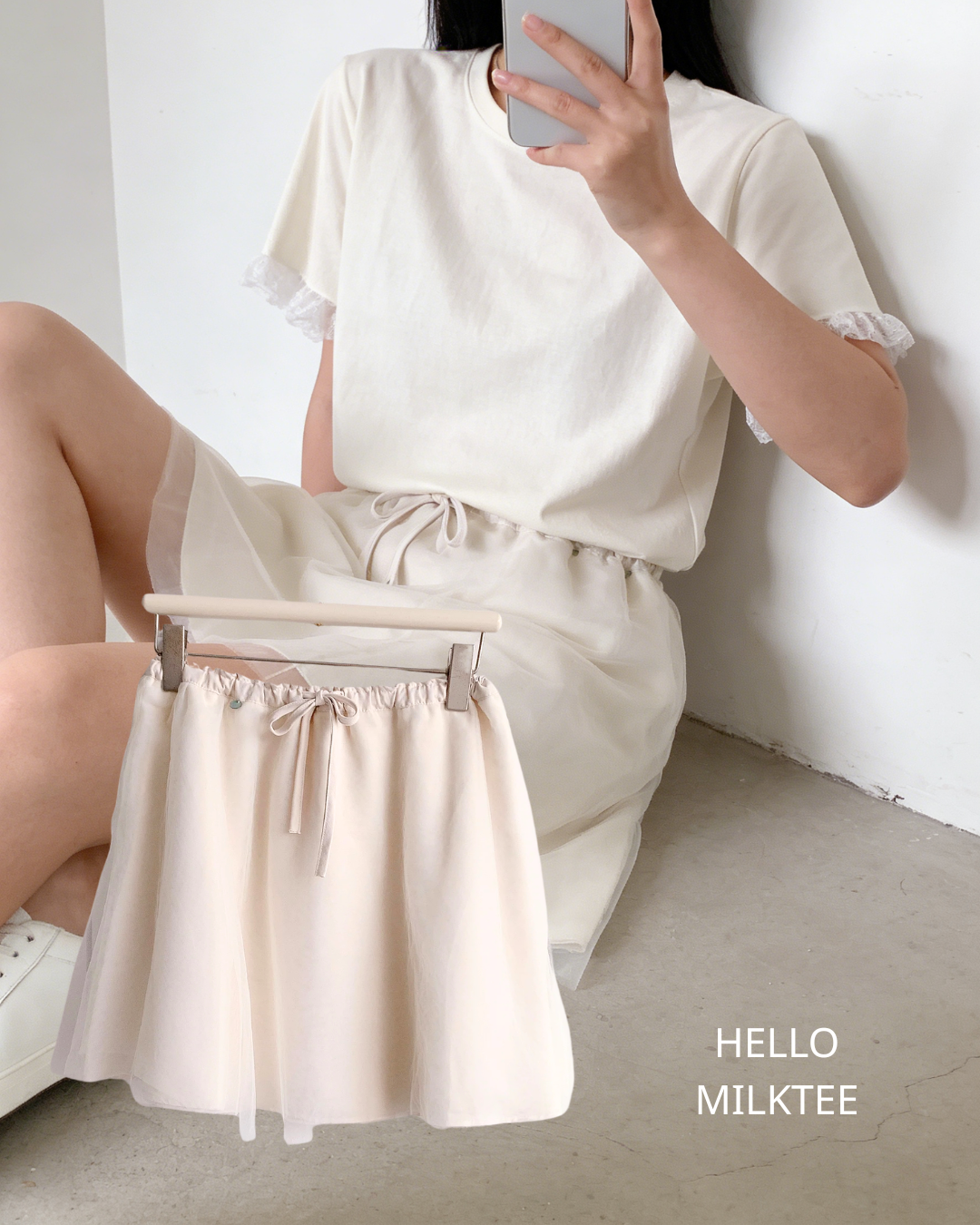 HELLO MILK TEE- 86306 短袖拼接衫