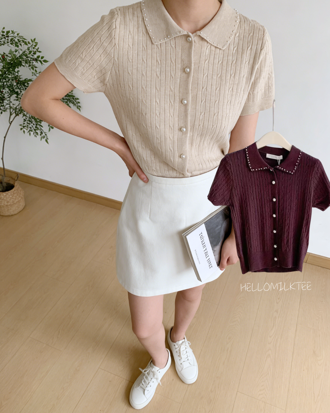 HELLO MILK TEE- 86070 翻領短袖