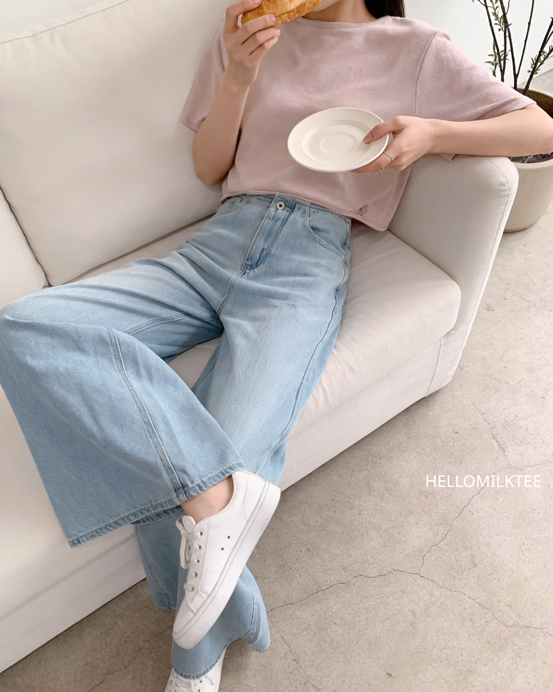 HELLO MILK TEE- 86246 軟糯小衫
