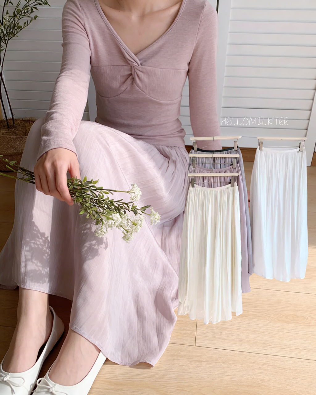 HELLO MILK TEE- 86081 扭結長袖