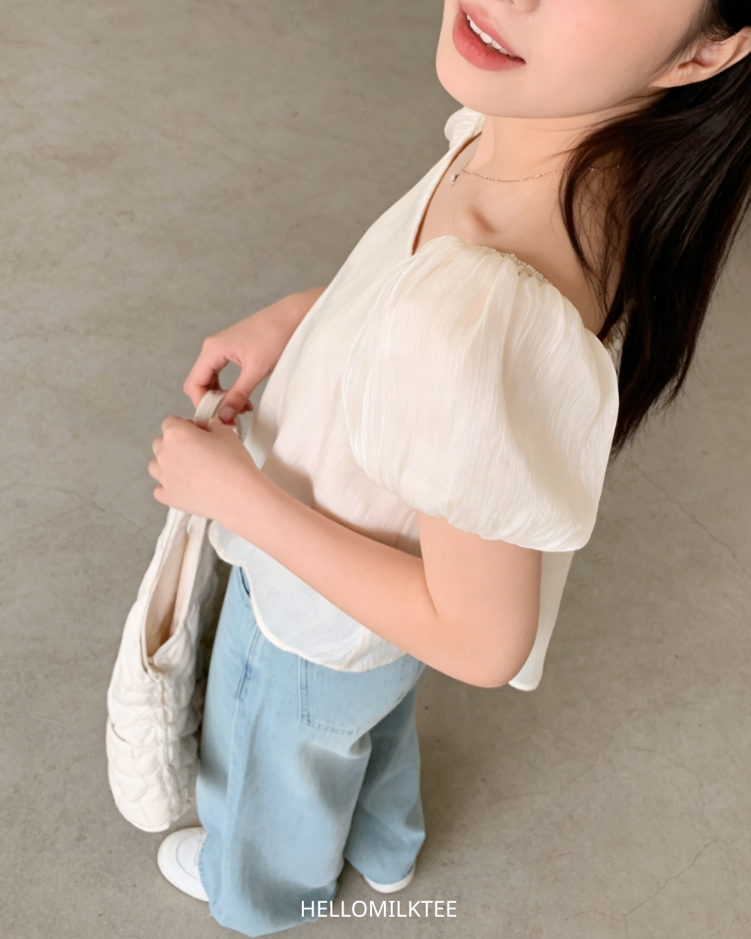 HELLO MILK TEE- 86304 泡泡袖小衫