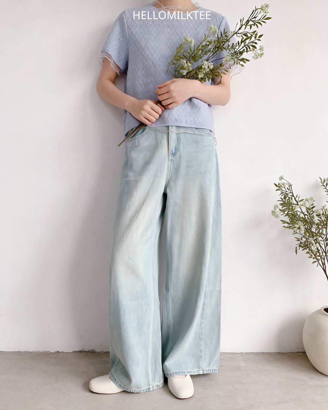 HELLO MILK TEE- 86352  簡約小衫