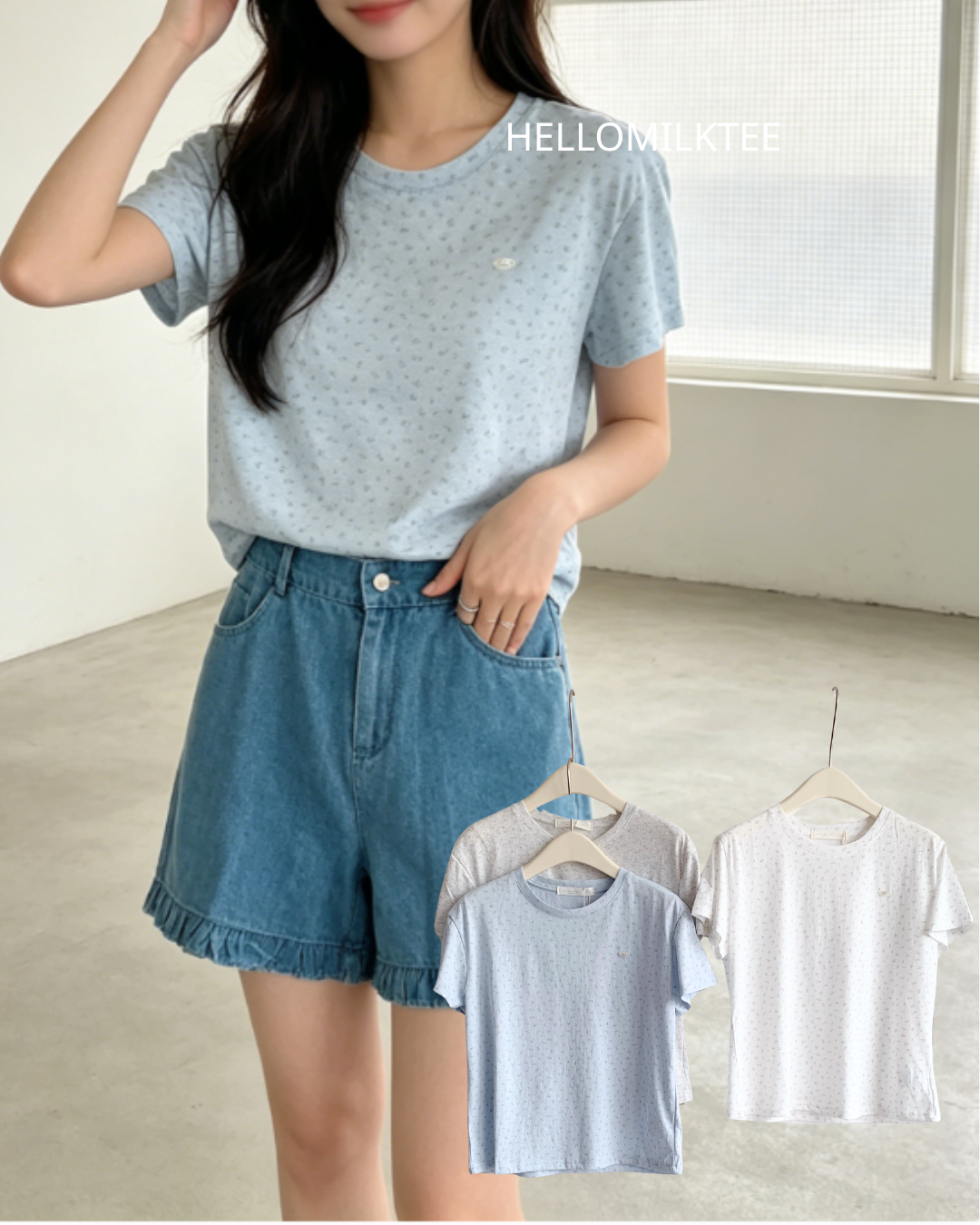 HELLO MILK TEE- 86568  碎花短袖